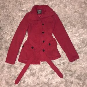 Red Button Up Pea Coat